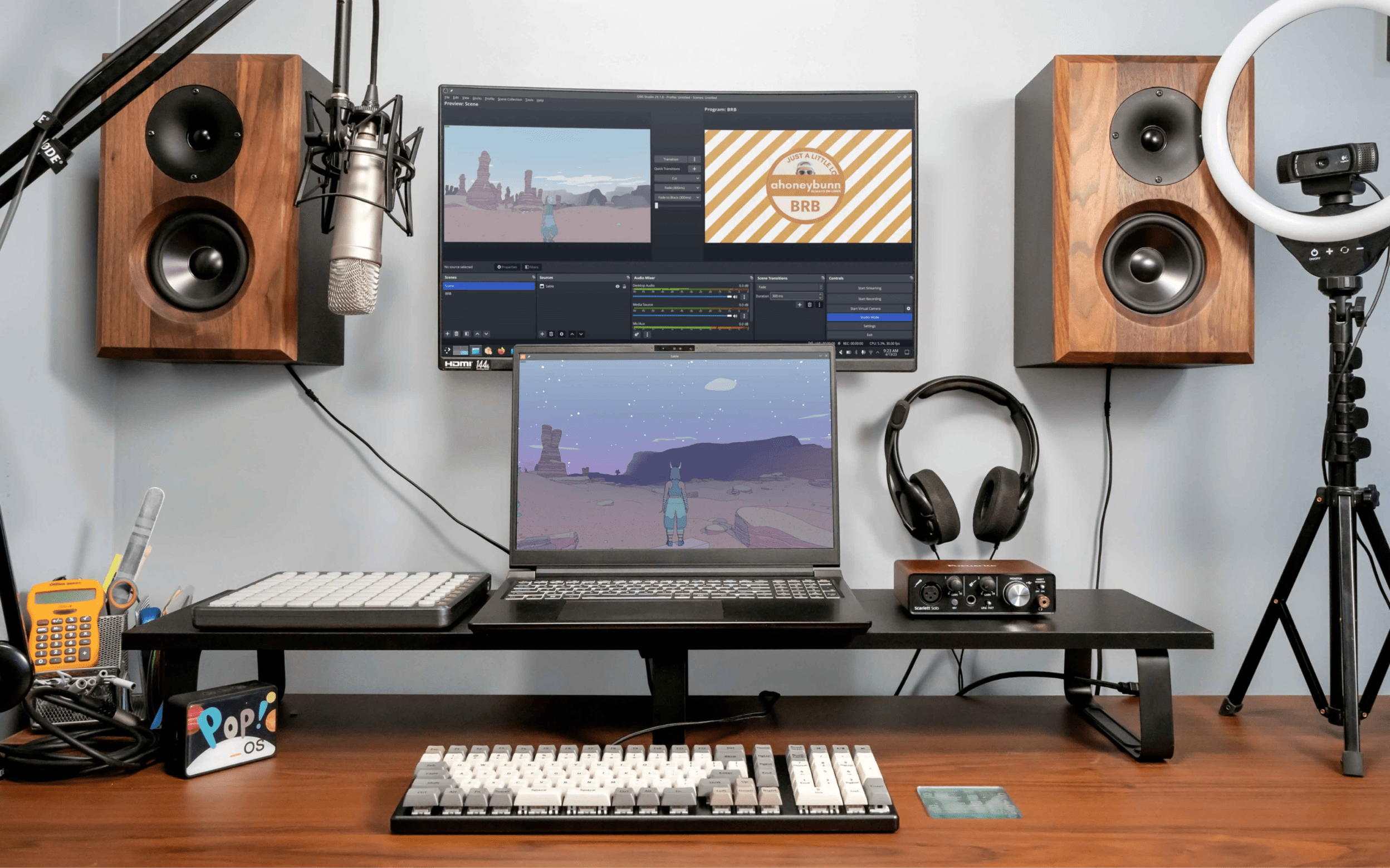 The Oryx Pro with  16:10 display sits on a video game streamer's desk.