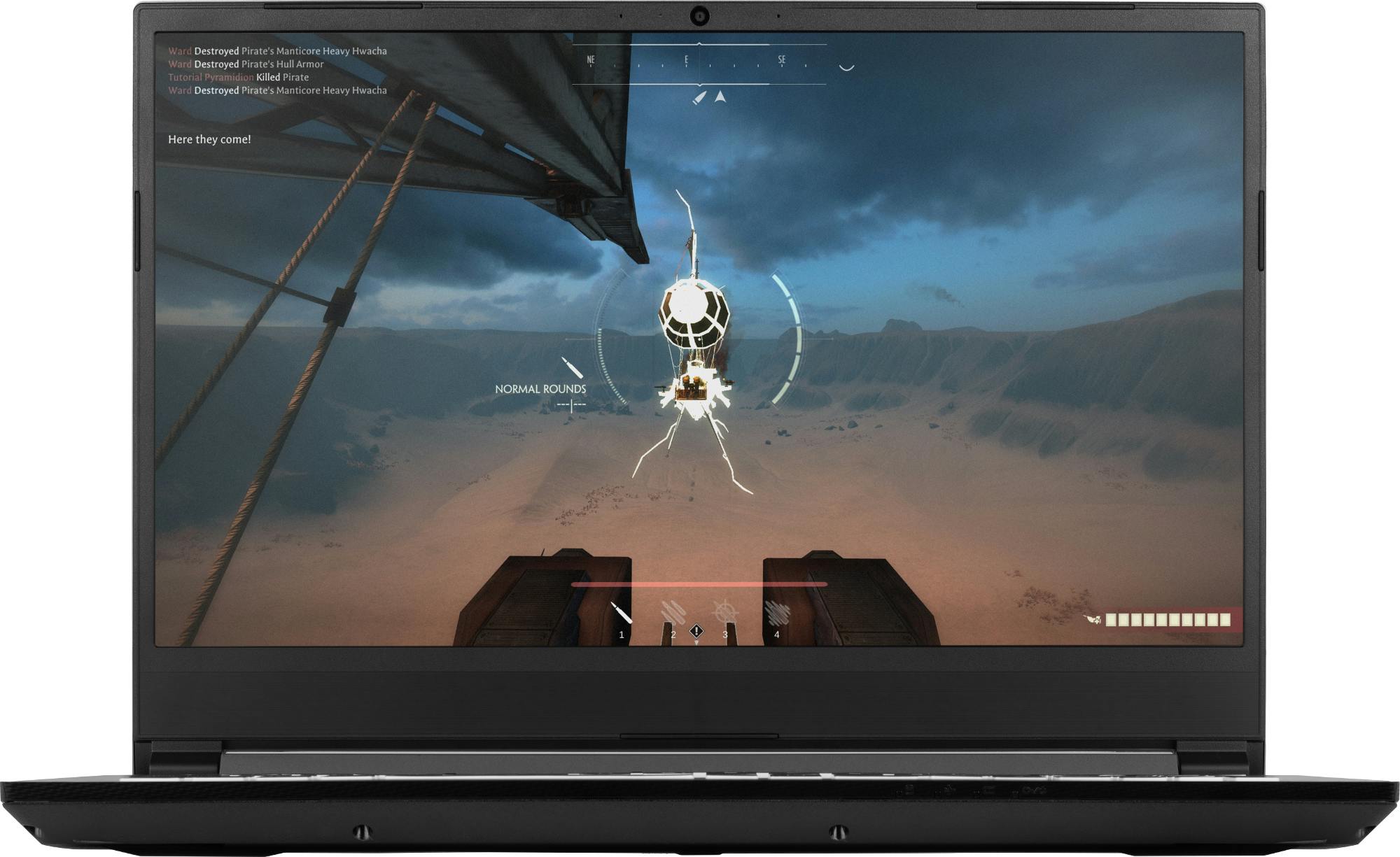 The Gazelle laptop running the Airship video game.