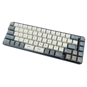 A top-down view of the Launch Lite, a keyboard with a powder-coated black aluminum chassis and tactile key cap.