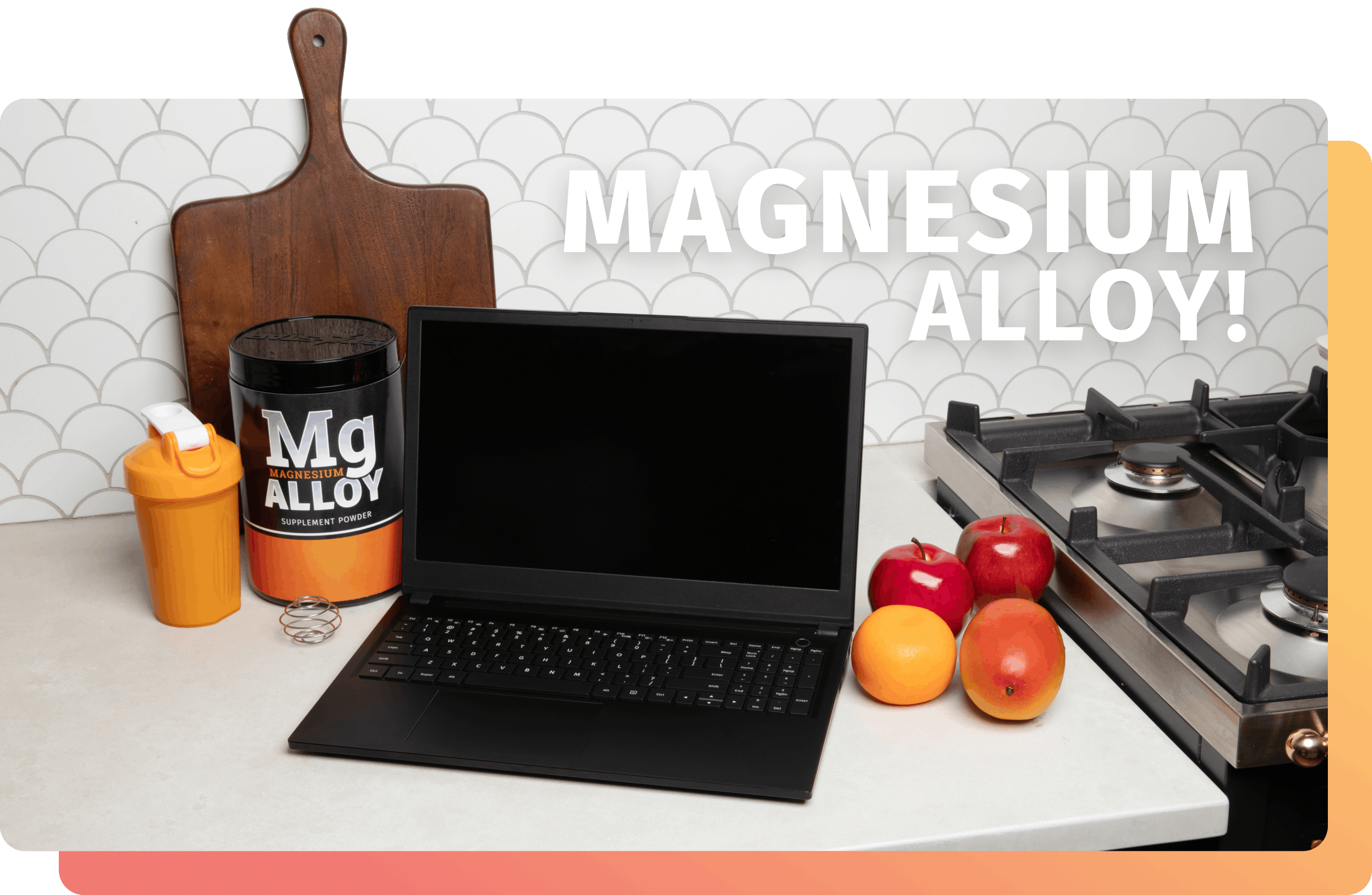 A Pangolin on a kitchen counter with magnesium alloy suppliments.