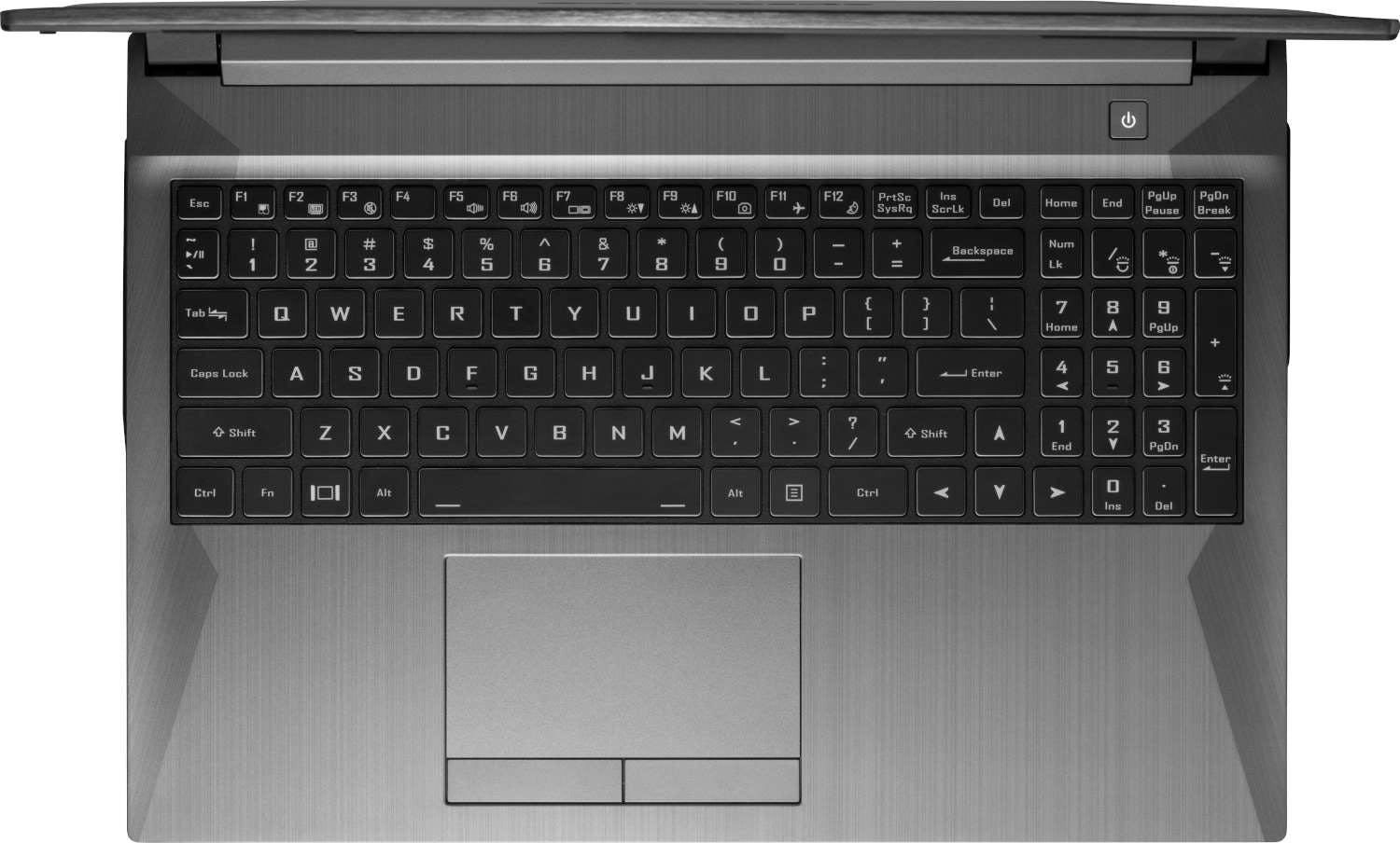 A top-down view of the Gazelle laptop’s tactile numeric keyboard.