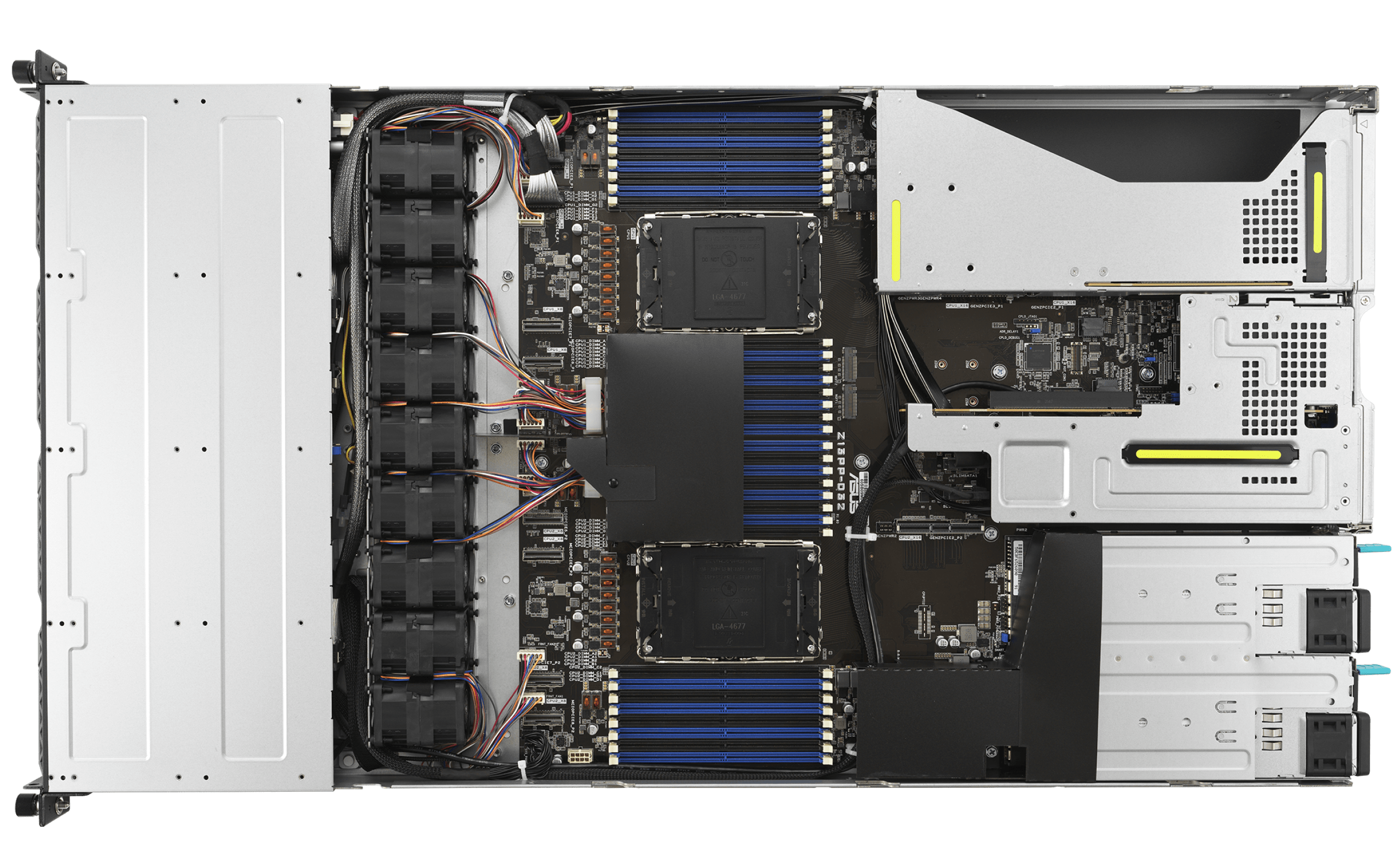 Jackal Pro 1U server top down view showing its internals