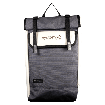Front view of two-shoulder strap vertical messenger backpack.