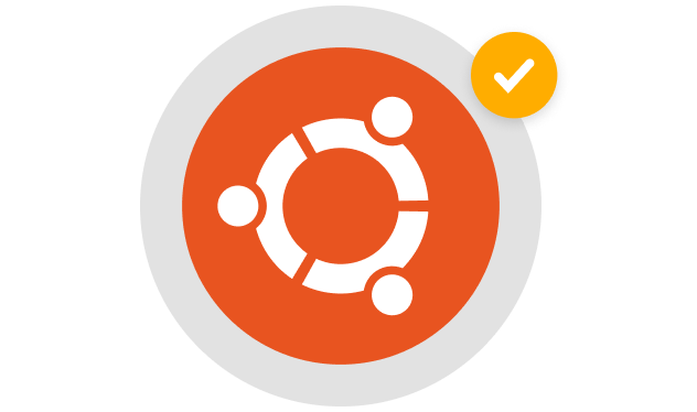 Ubuntu logo with checkmark