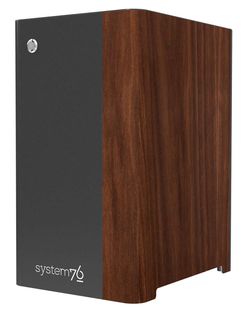 Side view of the machine showing walnut veneer component.