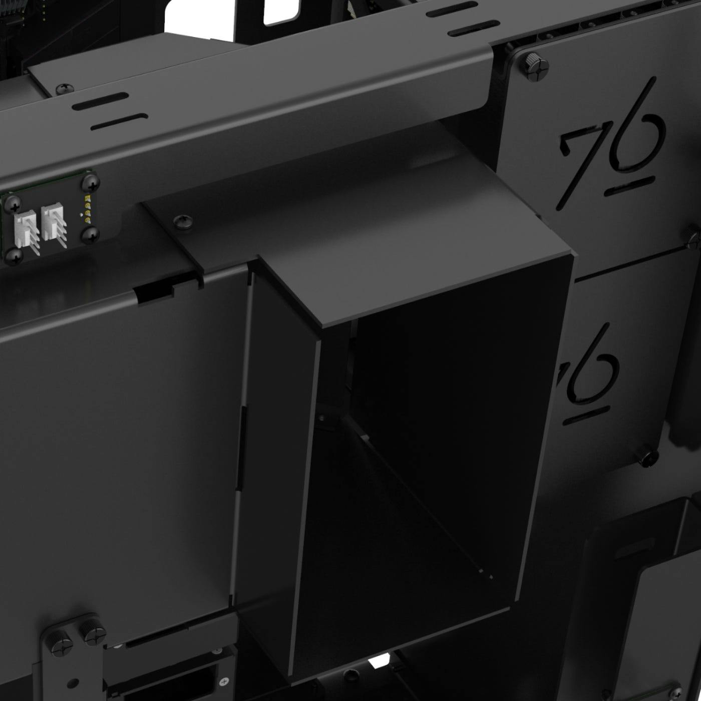 Detail of the interior showing large CPU cooling duct.