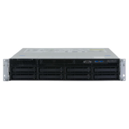A front-facing view of the Jackal Pro 2U server, featuring VGA out and USB-A 3.0 ports.