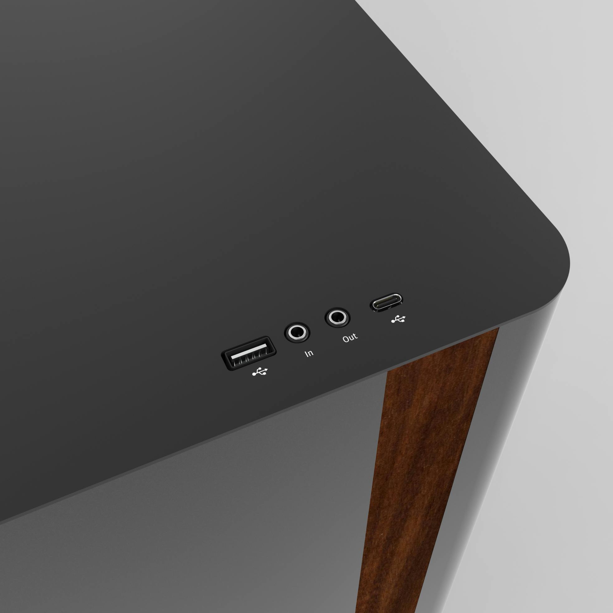 Top ports of Thelio Mega with walnut accent