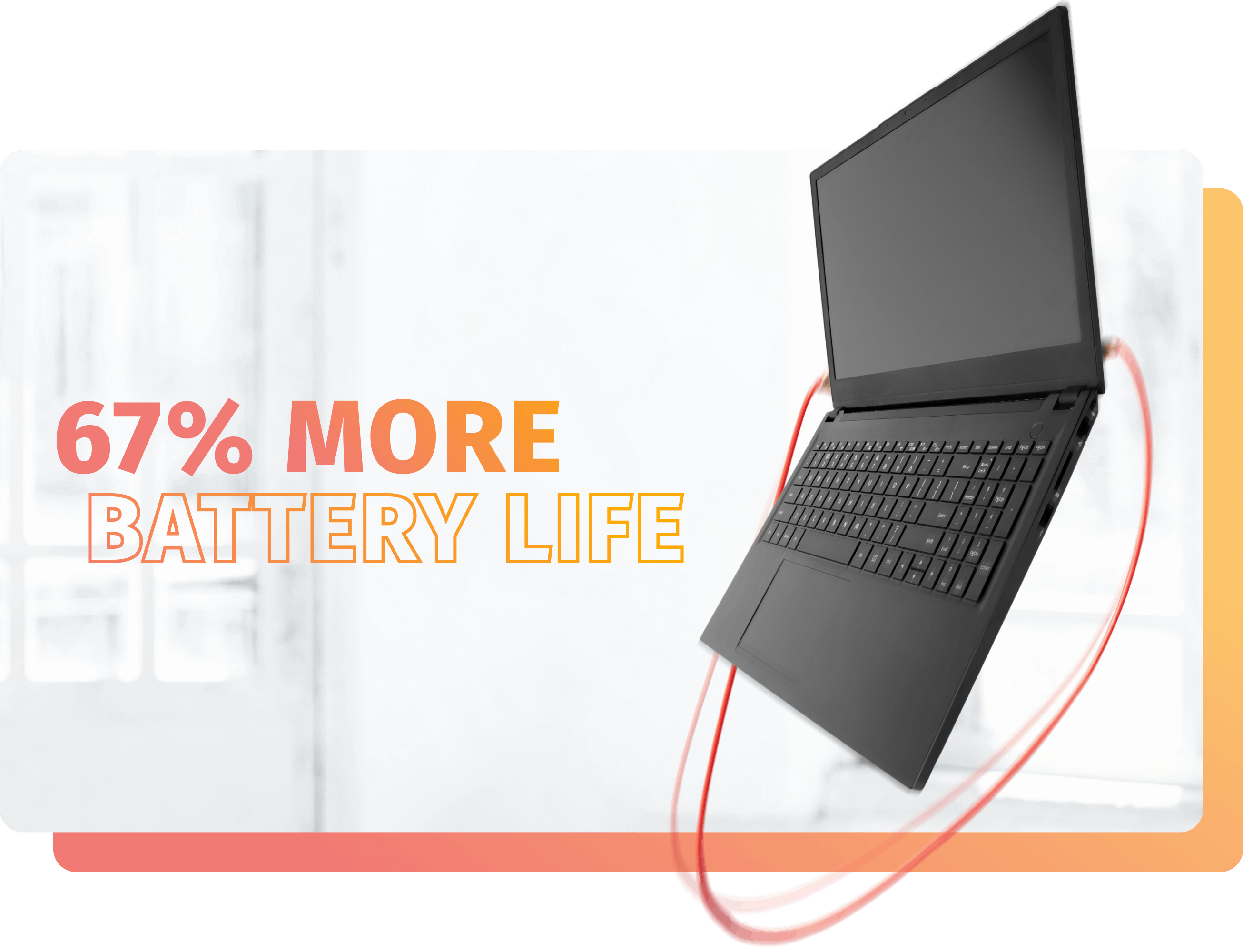 A Pangolin jump ropes with text that reads 67% more battery life