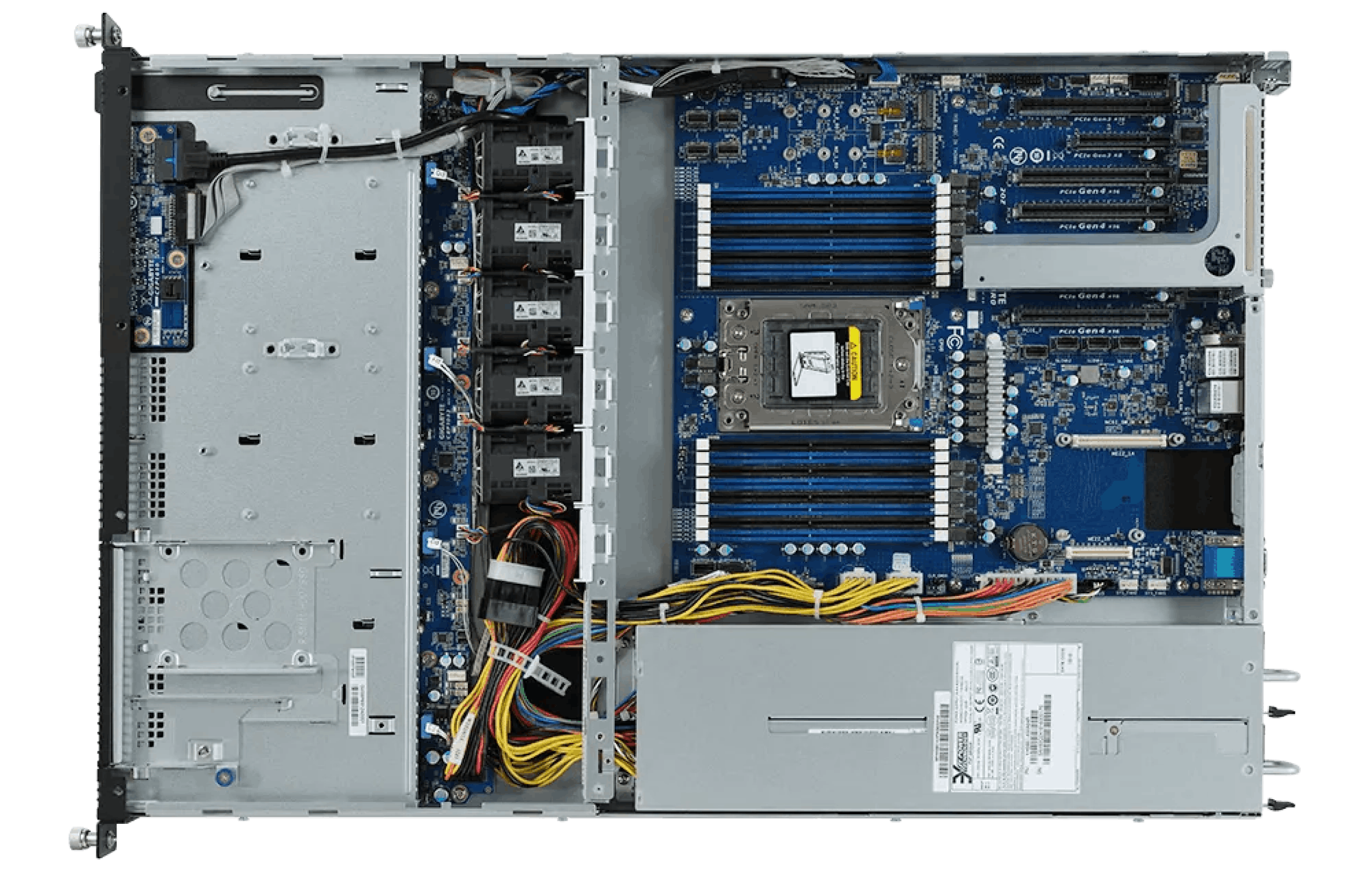Internal view of the Eland 1U server