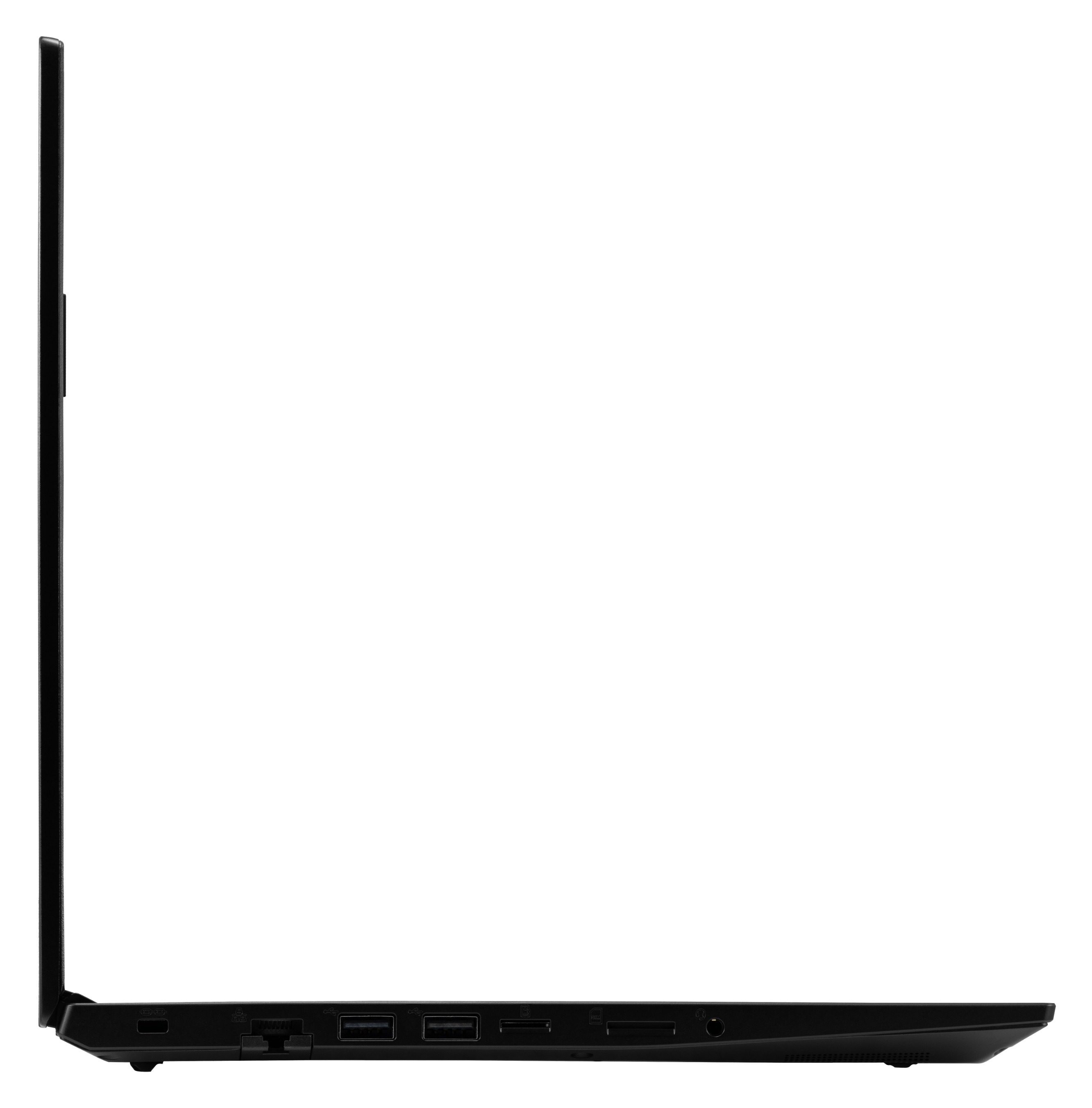 A left profile view of the Pangolin laptop’s ports, namely Ethernet, USB, and audio jack.