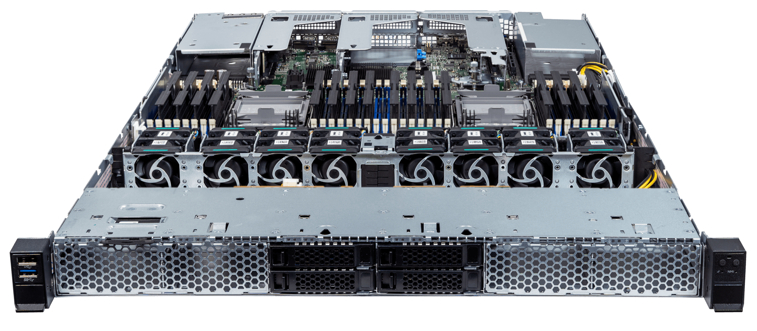 Front ports of the Jackal Pro 1U server