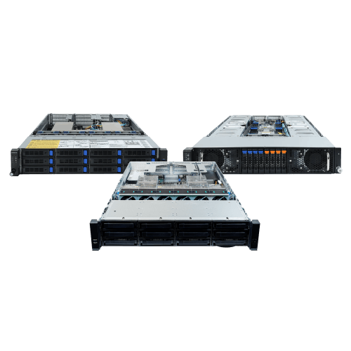 Eland Pro 2U, Ibex Pro 2U and Jackal Pro 2U servers as viewed from the front