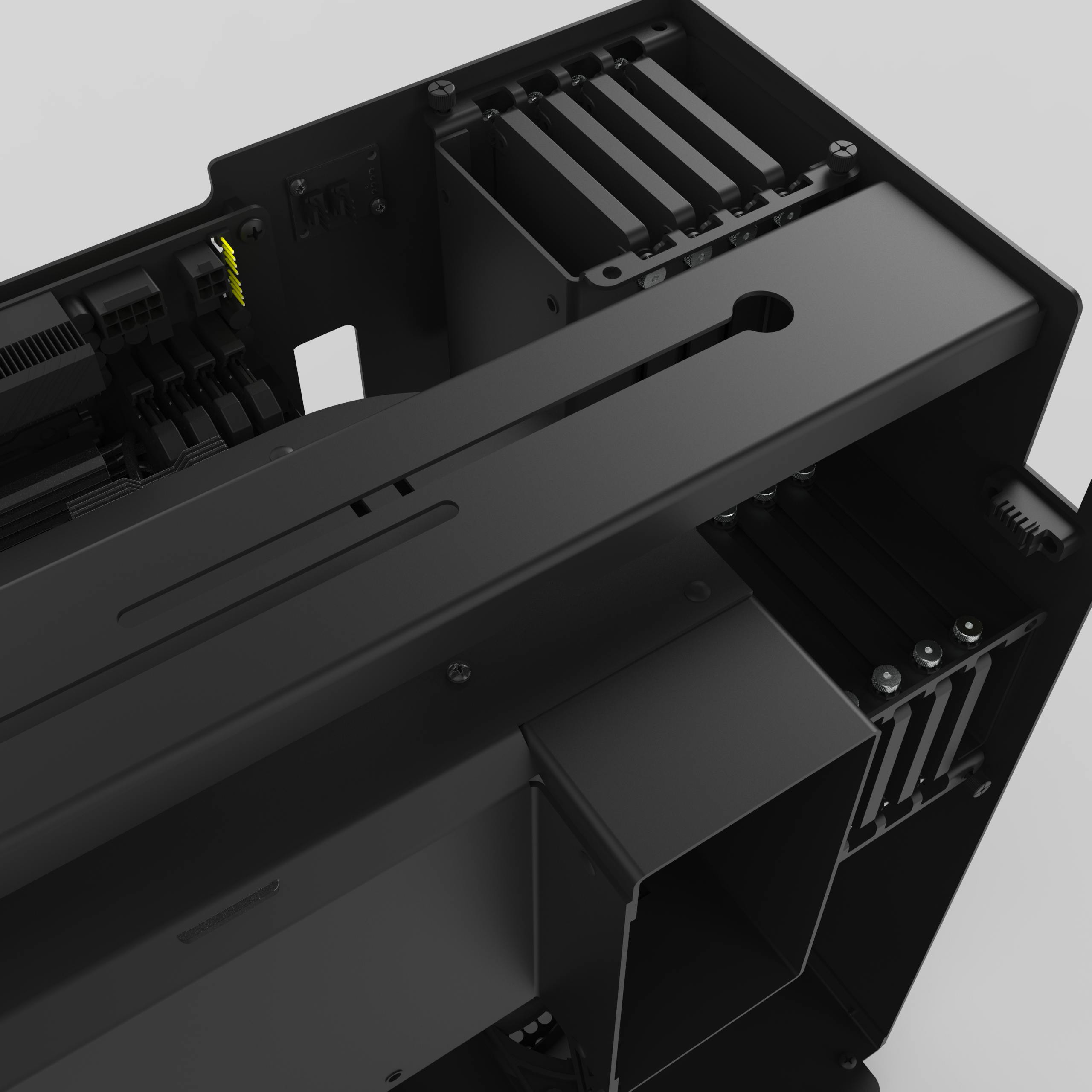 Storage drives inside the powder-coated aluminum cages.