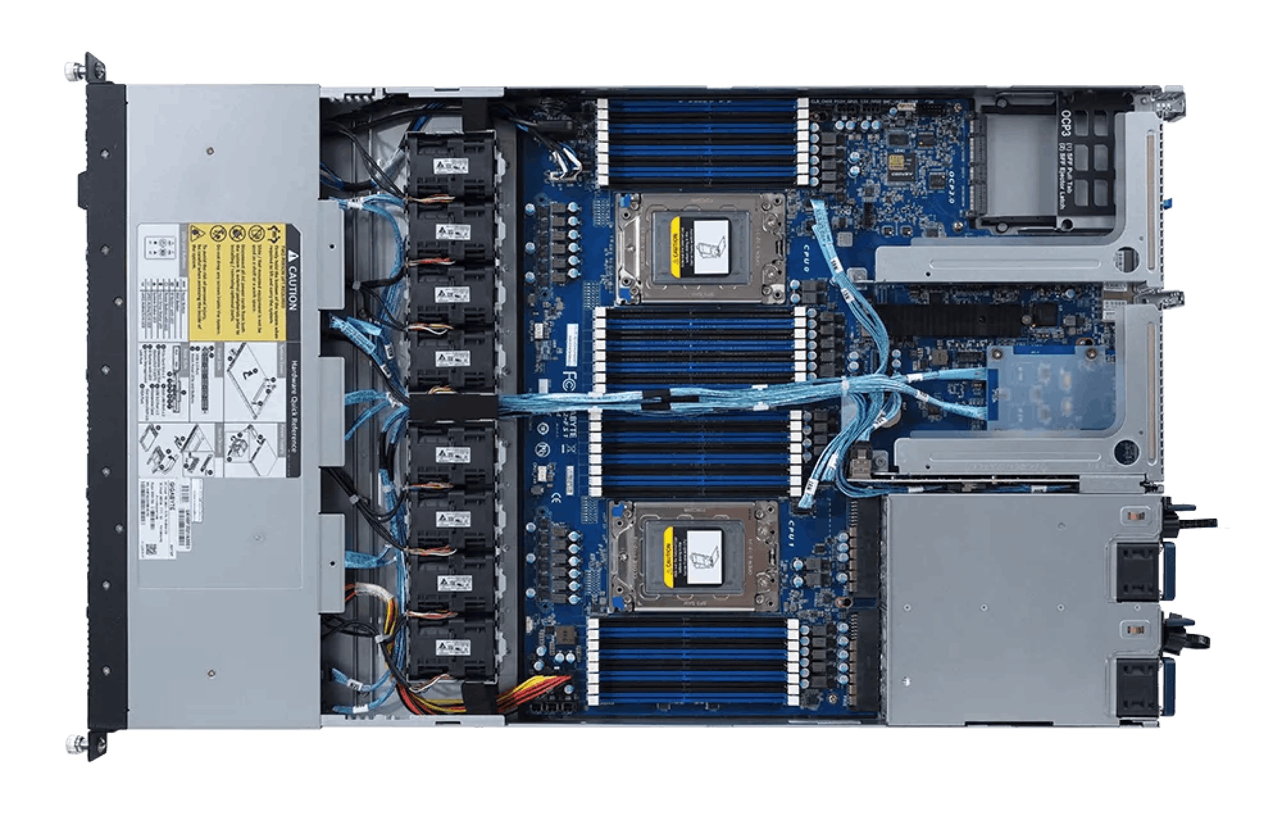 Internal view of the Eland Pro 1U server