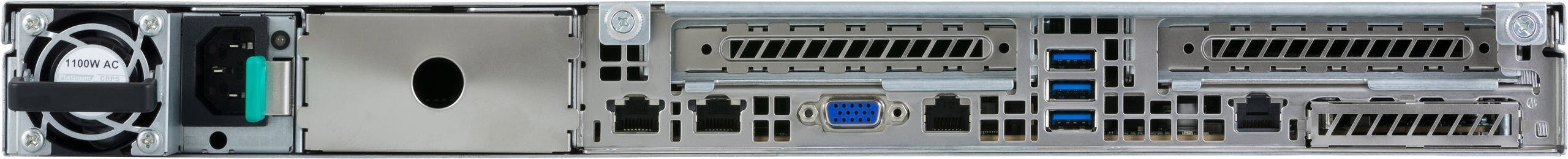 Jackal Pro 1U rear ports, namely USB 3.0, VGA out, Serial port, Gigabit LAN, and management via LAN port.