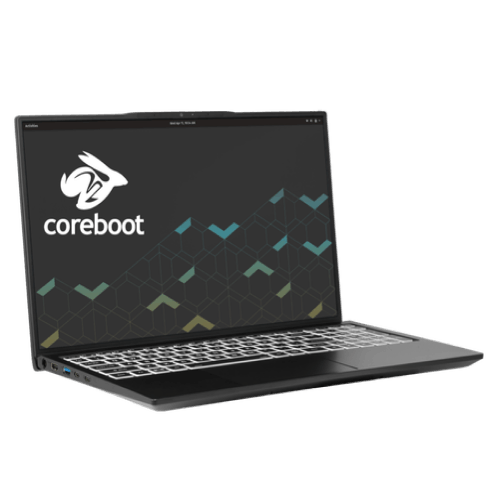 The Darter Pro featuring the logo of the laptop’s firmware base, Coreboot.