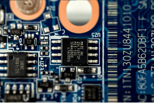 A close-up of the firmware chip inside the Galago Pro laptop.