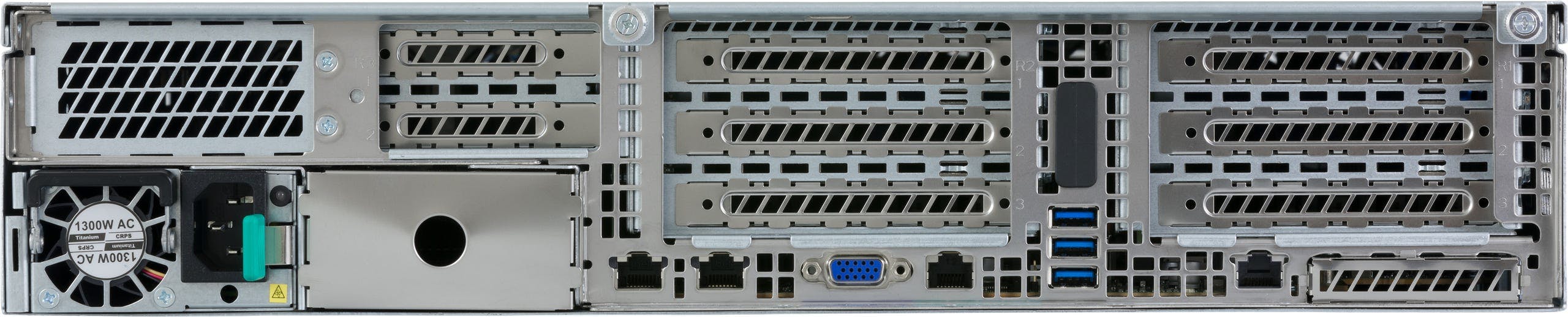 Jackal Pro 1U rear ports, namely USB 3.0, VGA out, Serial port, Gigabit LAN, and management via LAN port.
