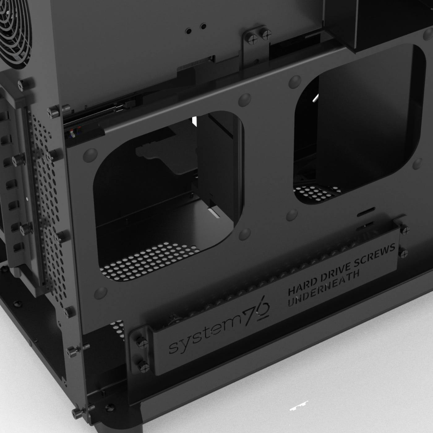 Detail of the aluminum chassis without any components installed.