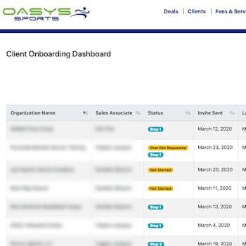 Portfolio Screenshot for Oasys Sports - Client Onboarding Platform