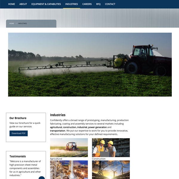 Portfolio Screenshot 4 for Metcore Industrial Solutions