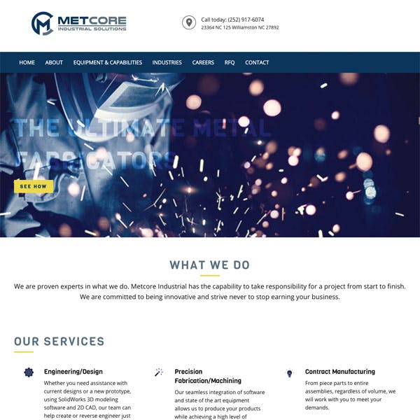 Portfolio Screenshot 1 for Metcore Industrial Solutions