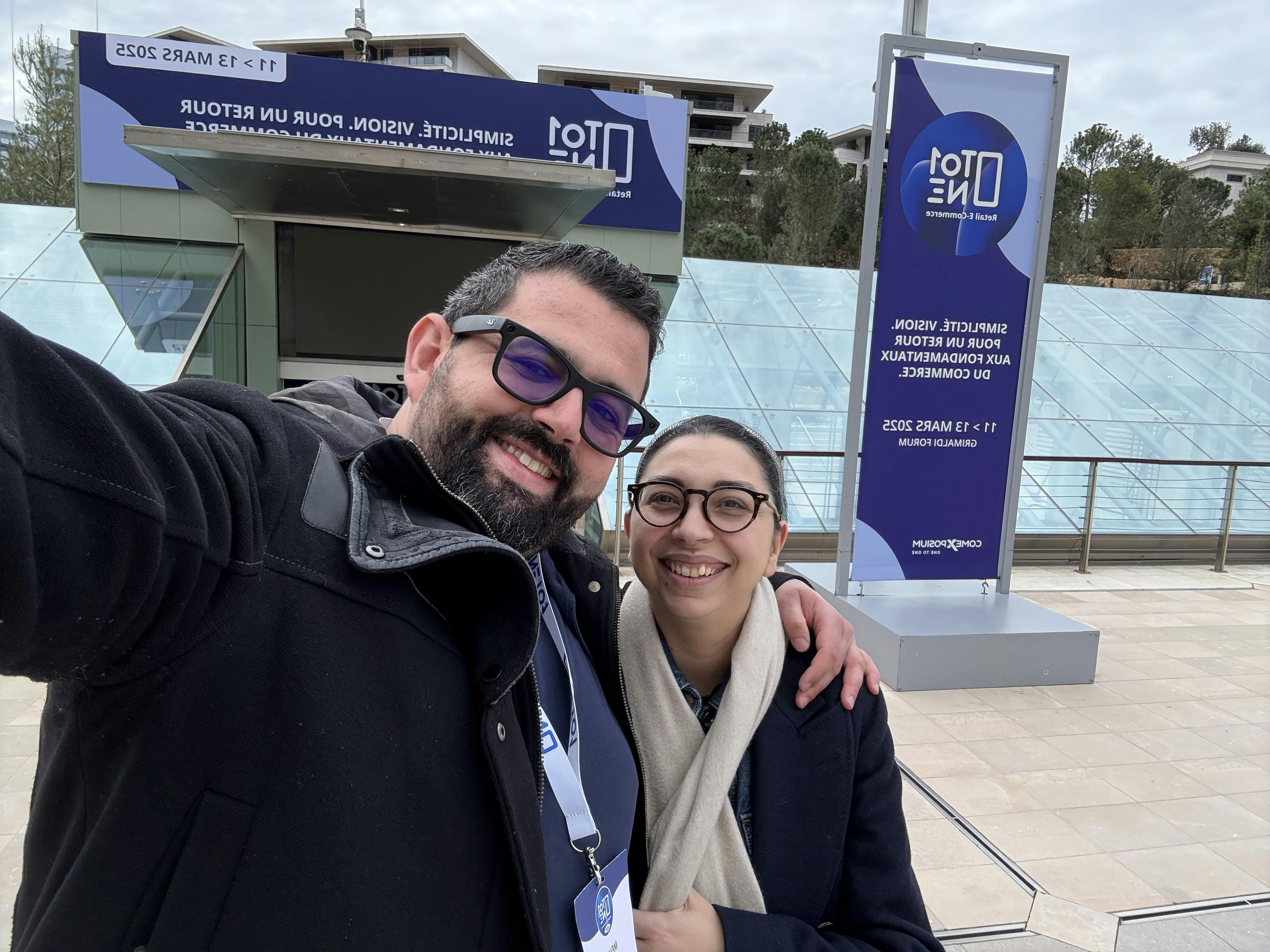 Mehdi Doghri and Hasna Kourda outside One to One Monaco Retail Commerce event