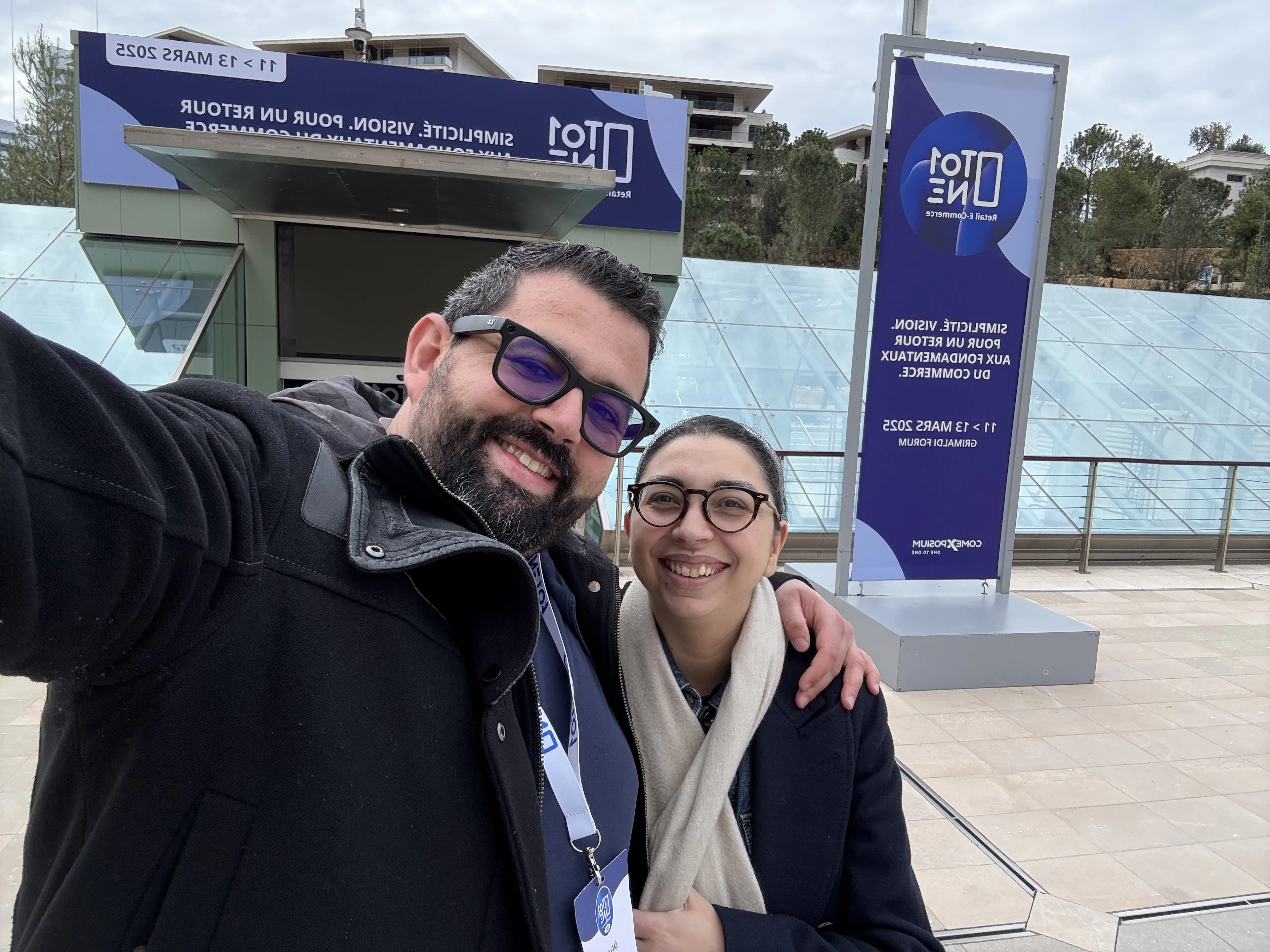 Mehdi Doghri and Hasna Kourda outside One to One Monaco Retail Commerce event