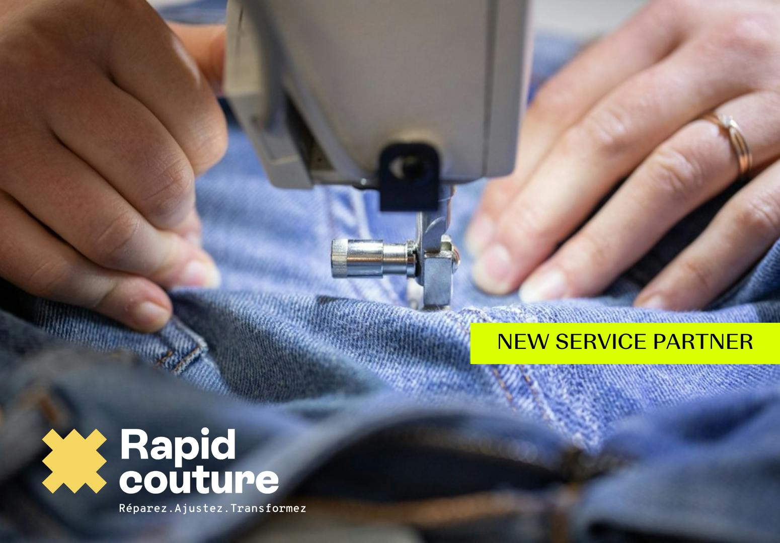 Jeans being repaired by Rapid Couture's network of ateliers in France