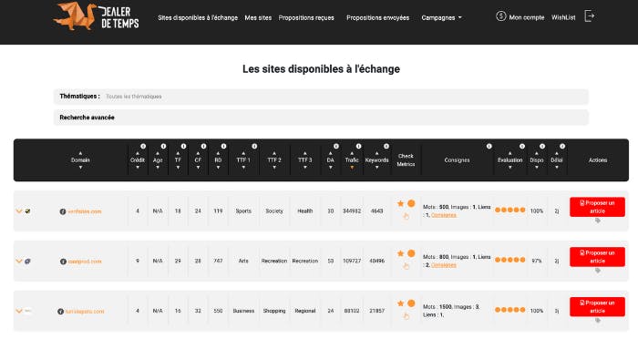 outil netlinking gratuit Dealer de Temps