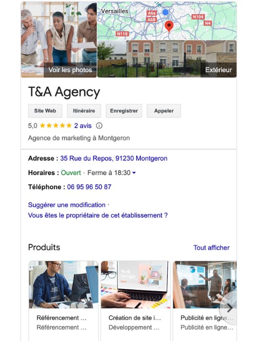 exemple fiche google my business (GMB)