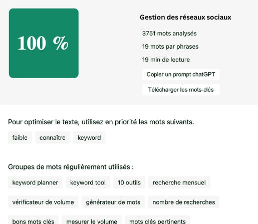 Thot SEO outils analyse de contenu et score seo