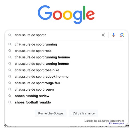 Google suggestion recherche predictive