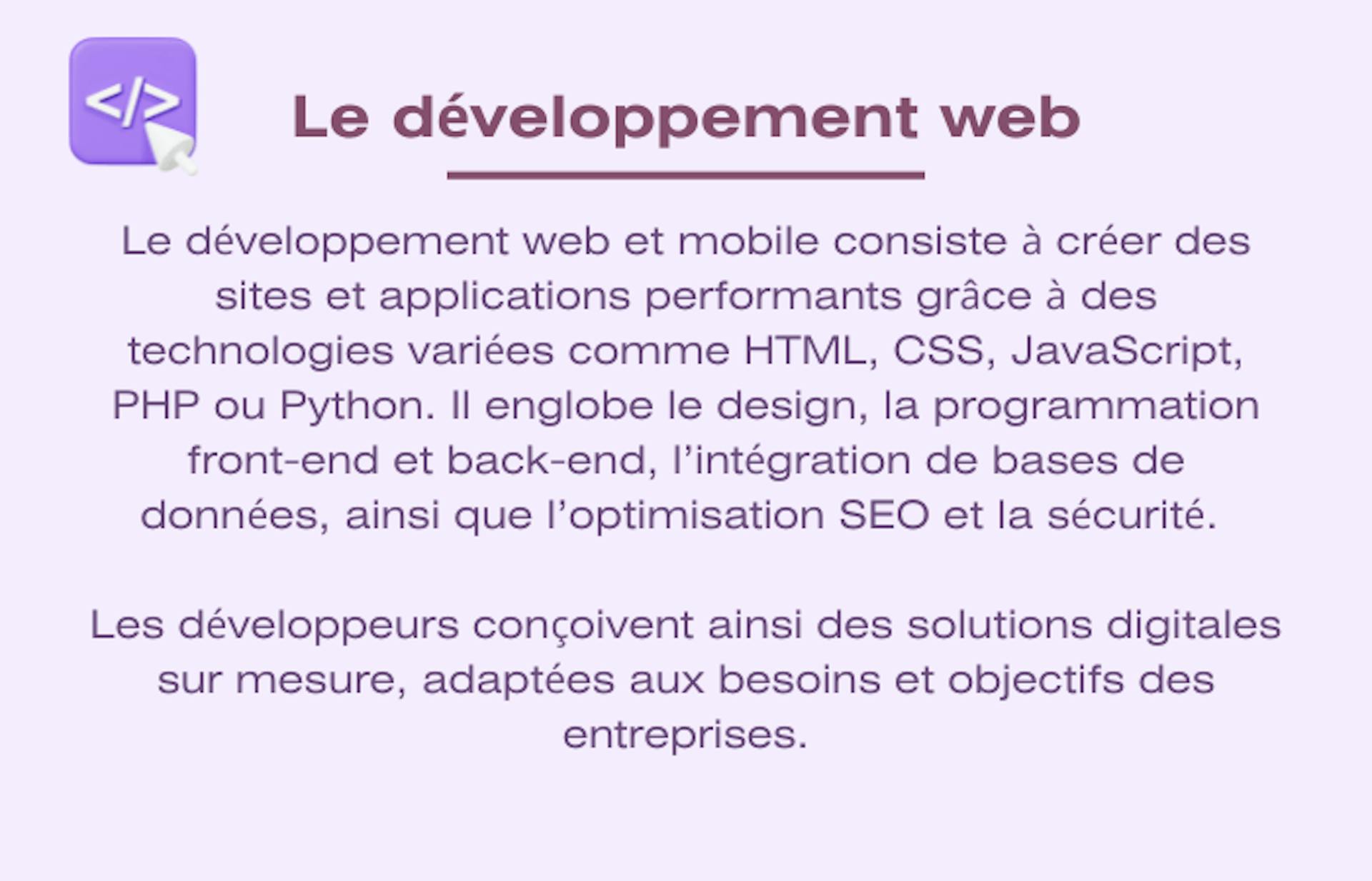 definition developpement web
