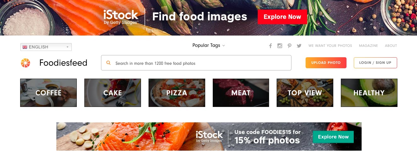 homepage for Foodiesfeed.
