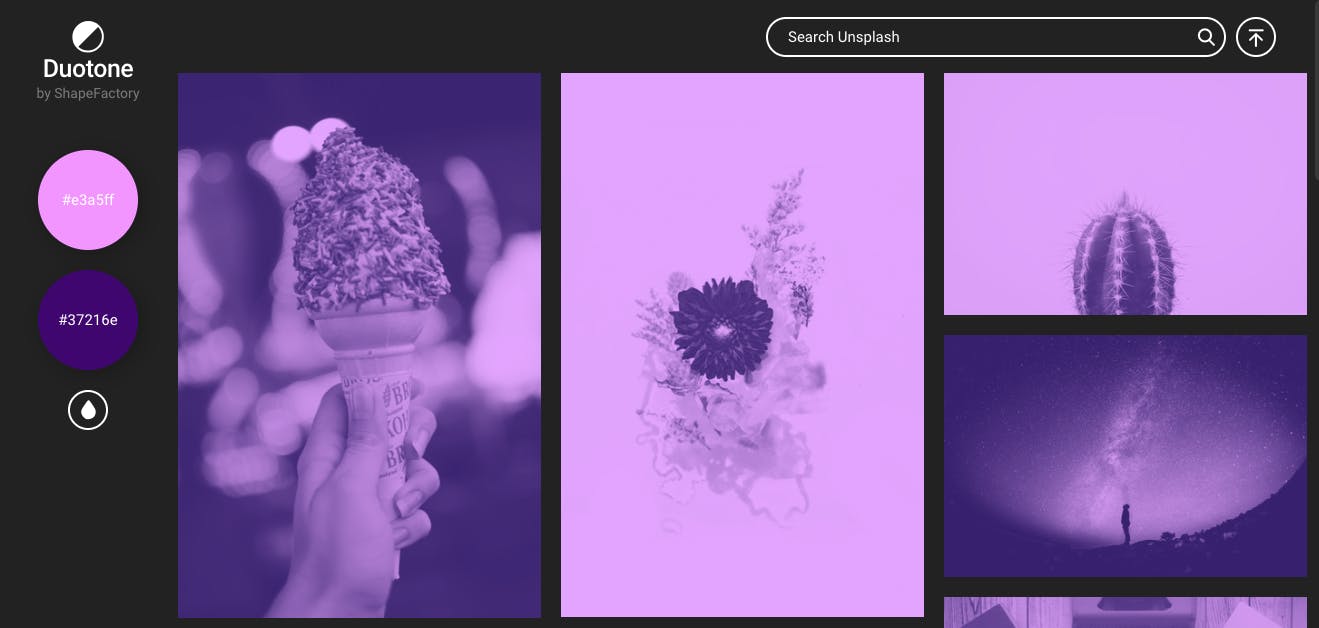 homepage for Duotone.