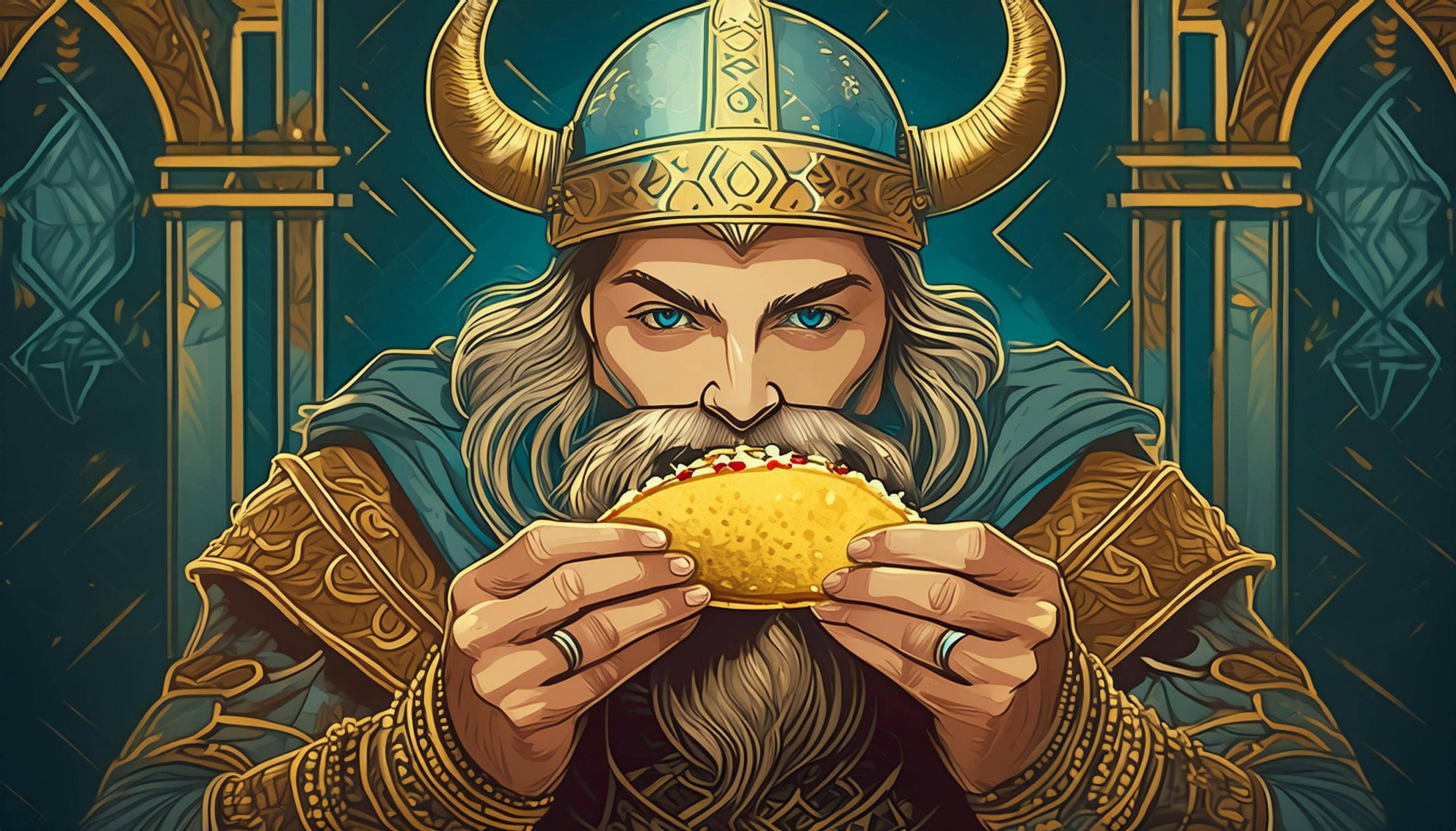 viking eating a taco