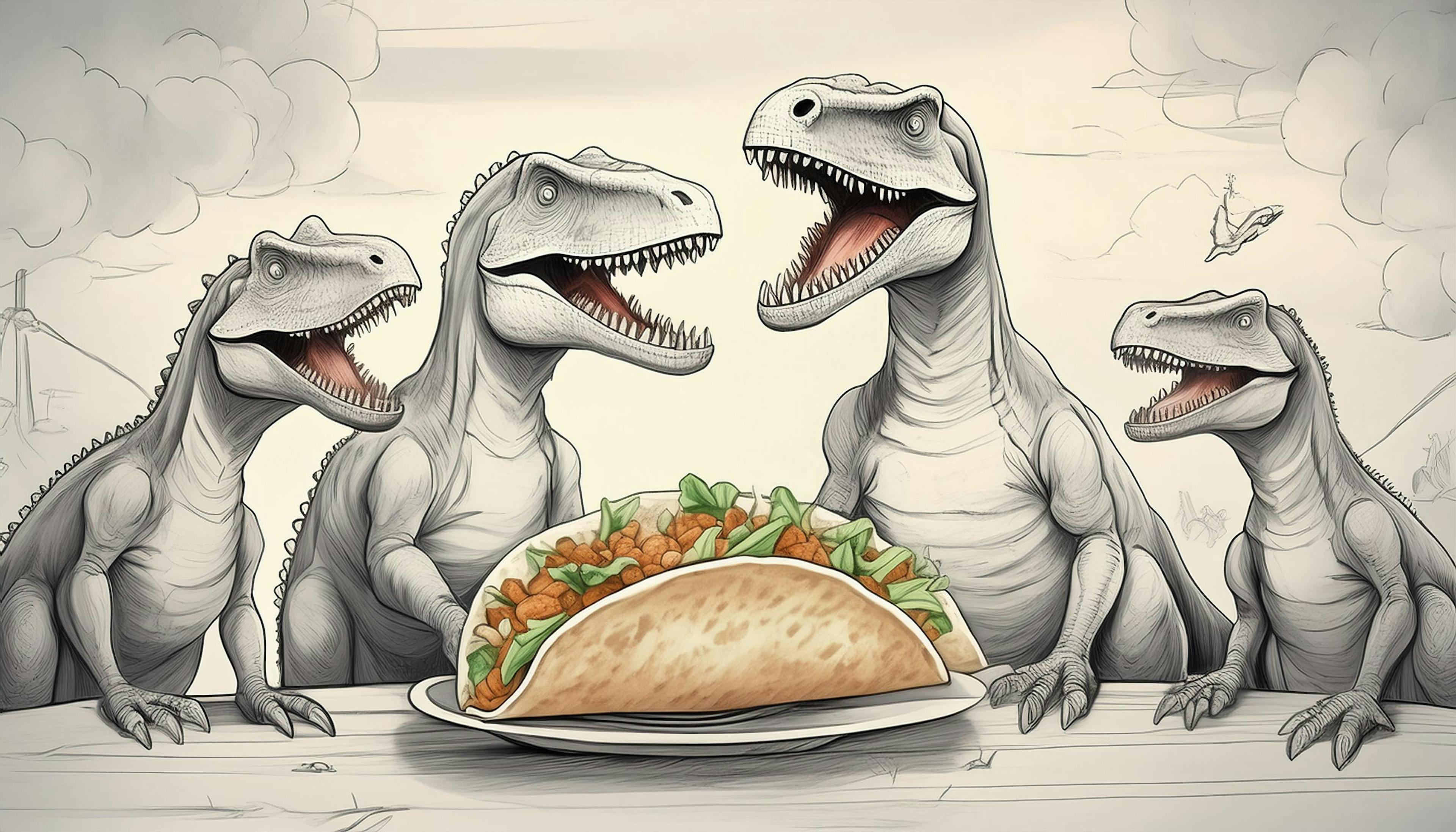 Why did the dinosaur love tacos? Because they were dino-mite delicious!