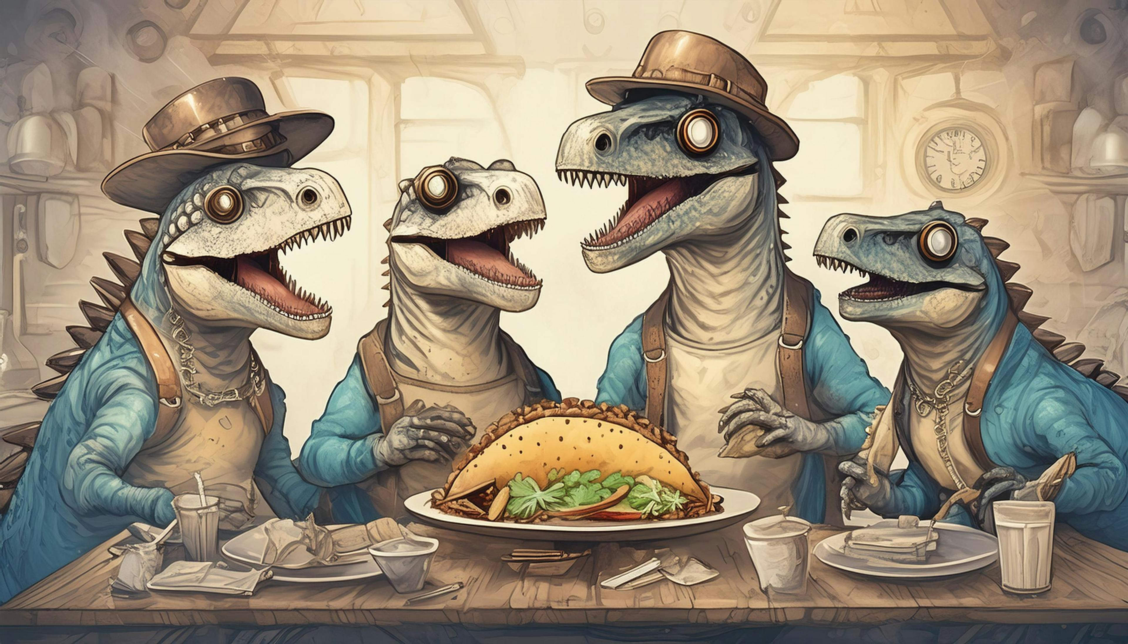 Why did the dinosaurs host a taco party in steampunk style? Because they wanted to mix Victorian vibes with Jurassic 'taco-logy' for a truly 'steam-sational' feast!