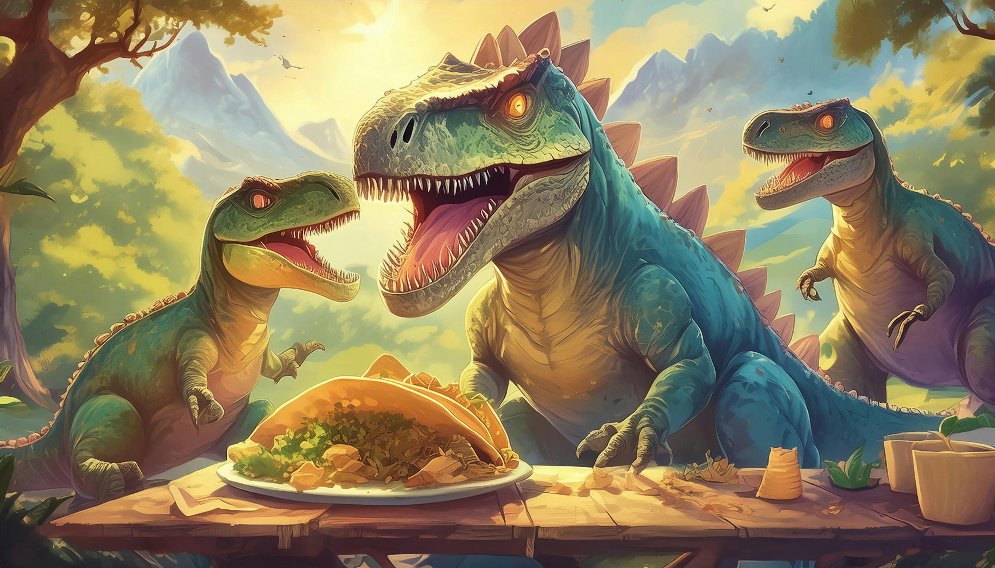 Why did the dinosaurs gather for a taco feast? Because they wanted to prove that even in prehistoric times, tacos are always a 'roar-some' idea!