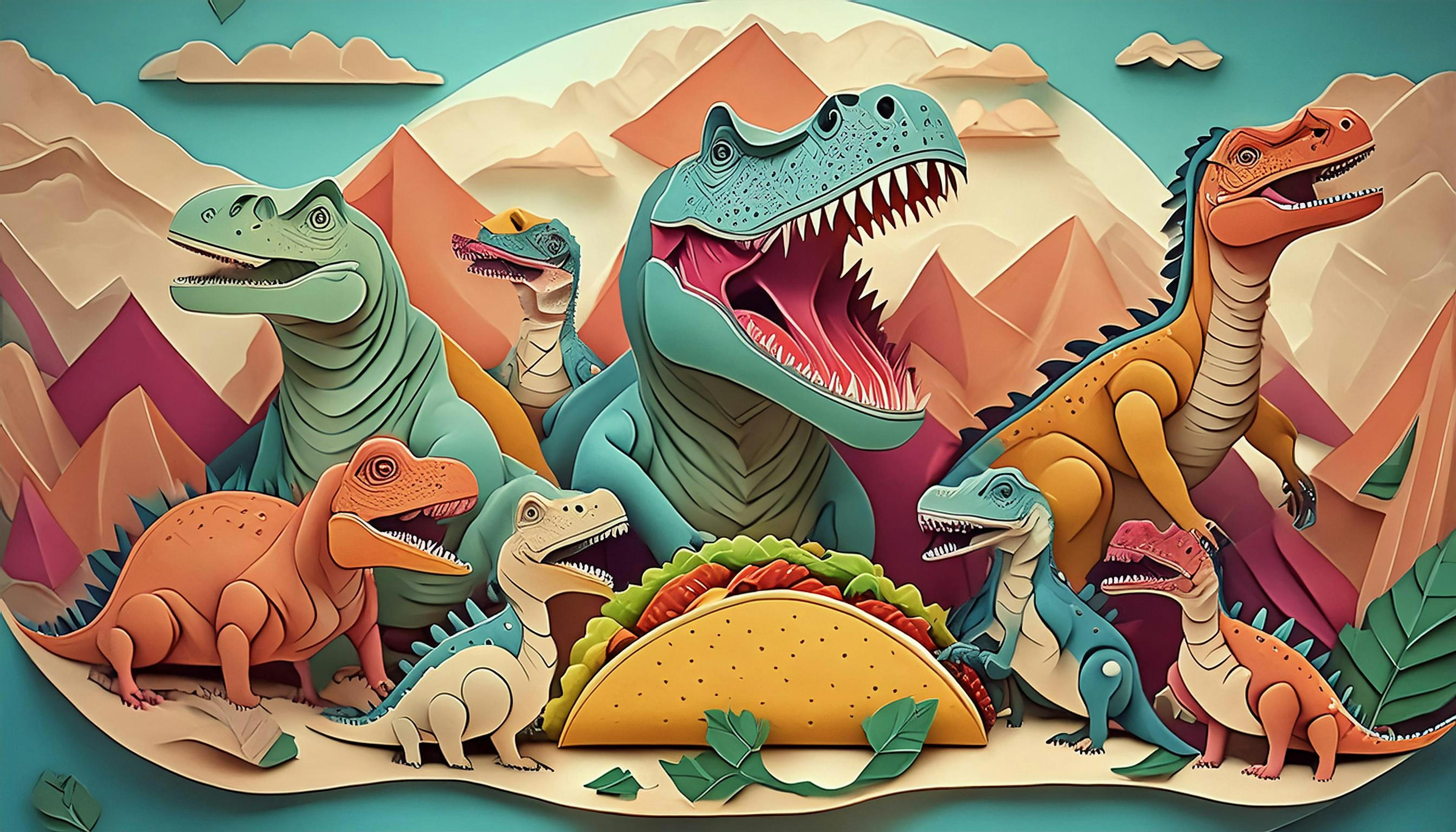 Why did the dinosaurs gather for a taco feast? Because they wanted to have a 'roar-ing' good time and show that tacos are truly timeless!