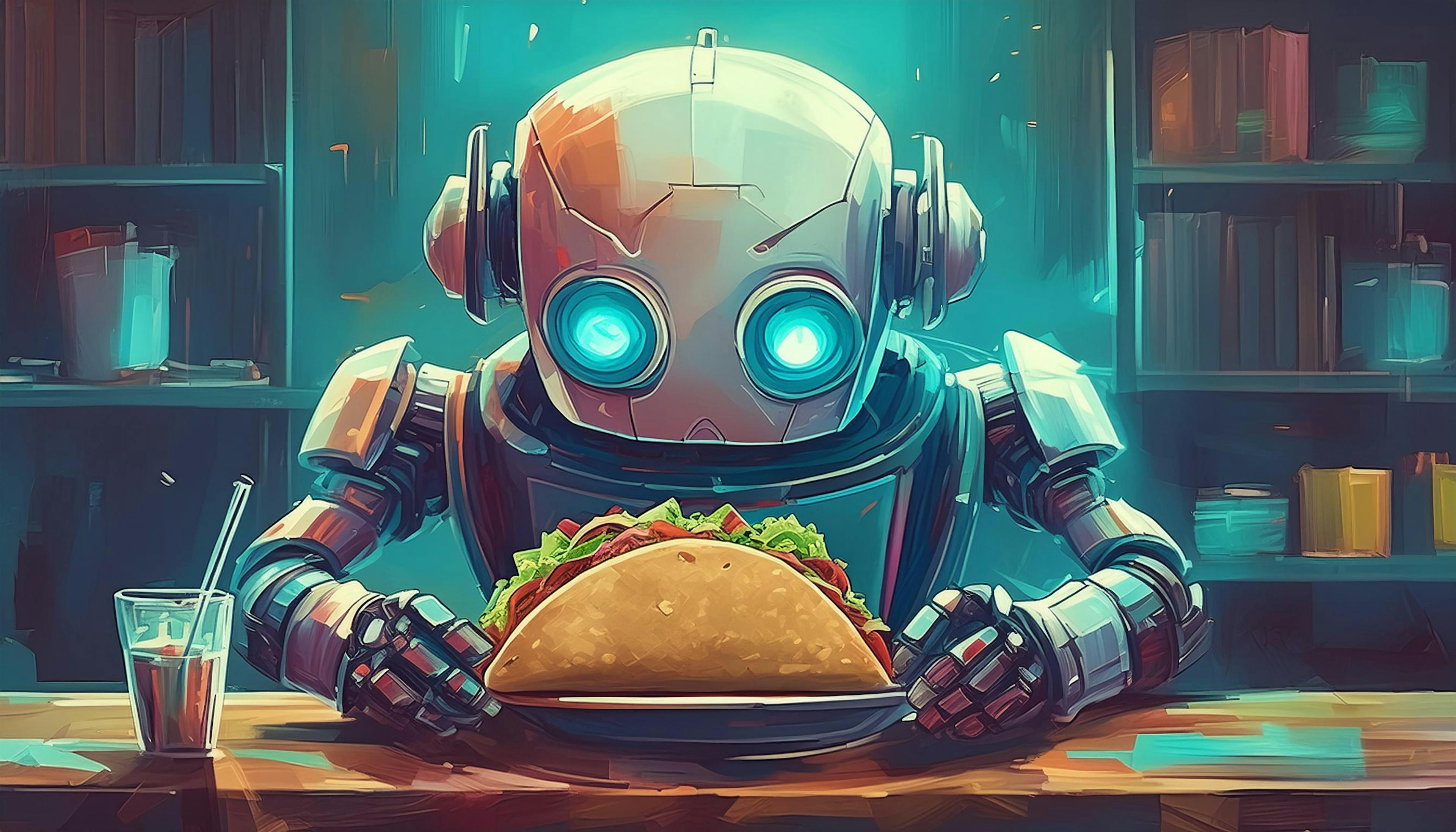 Why did the lonely robot eat a taco with neon colors? Because it wanted to 'lighten' its mood with a 'byte'-sized fiesta!