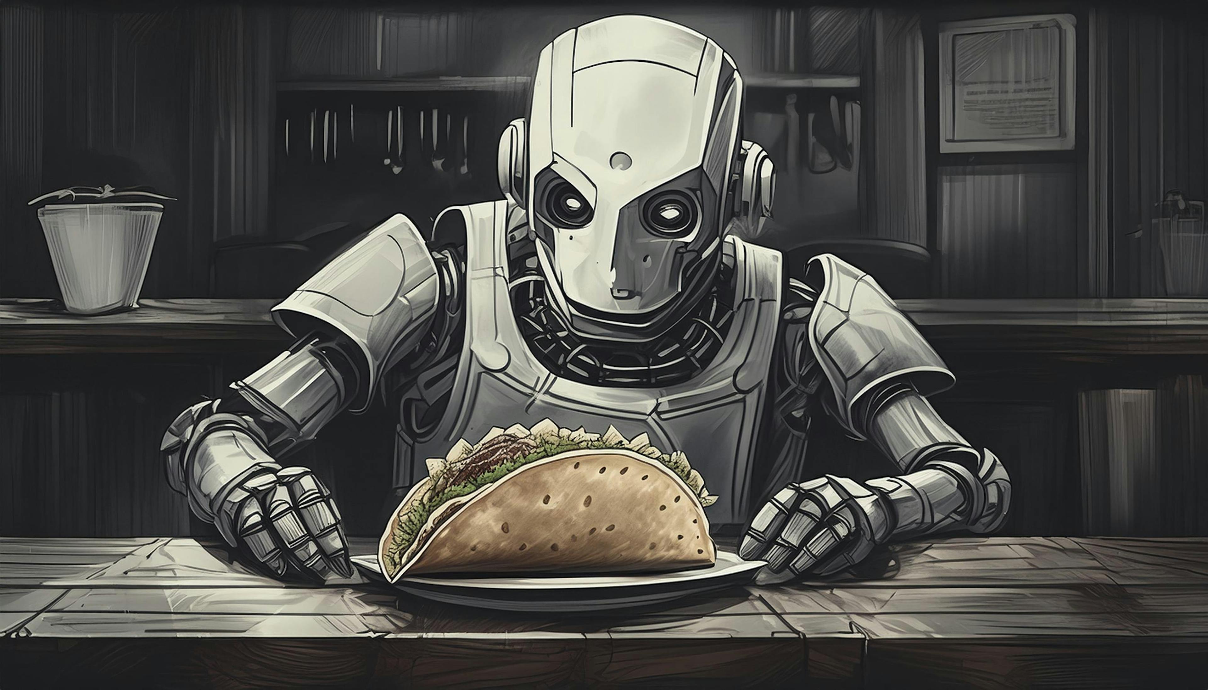 Why did the lonely robot eat a neon taco? Because it needed a little 'byte' of flavor to brighten its circuits!