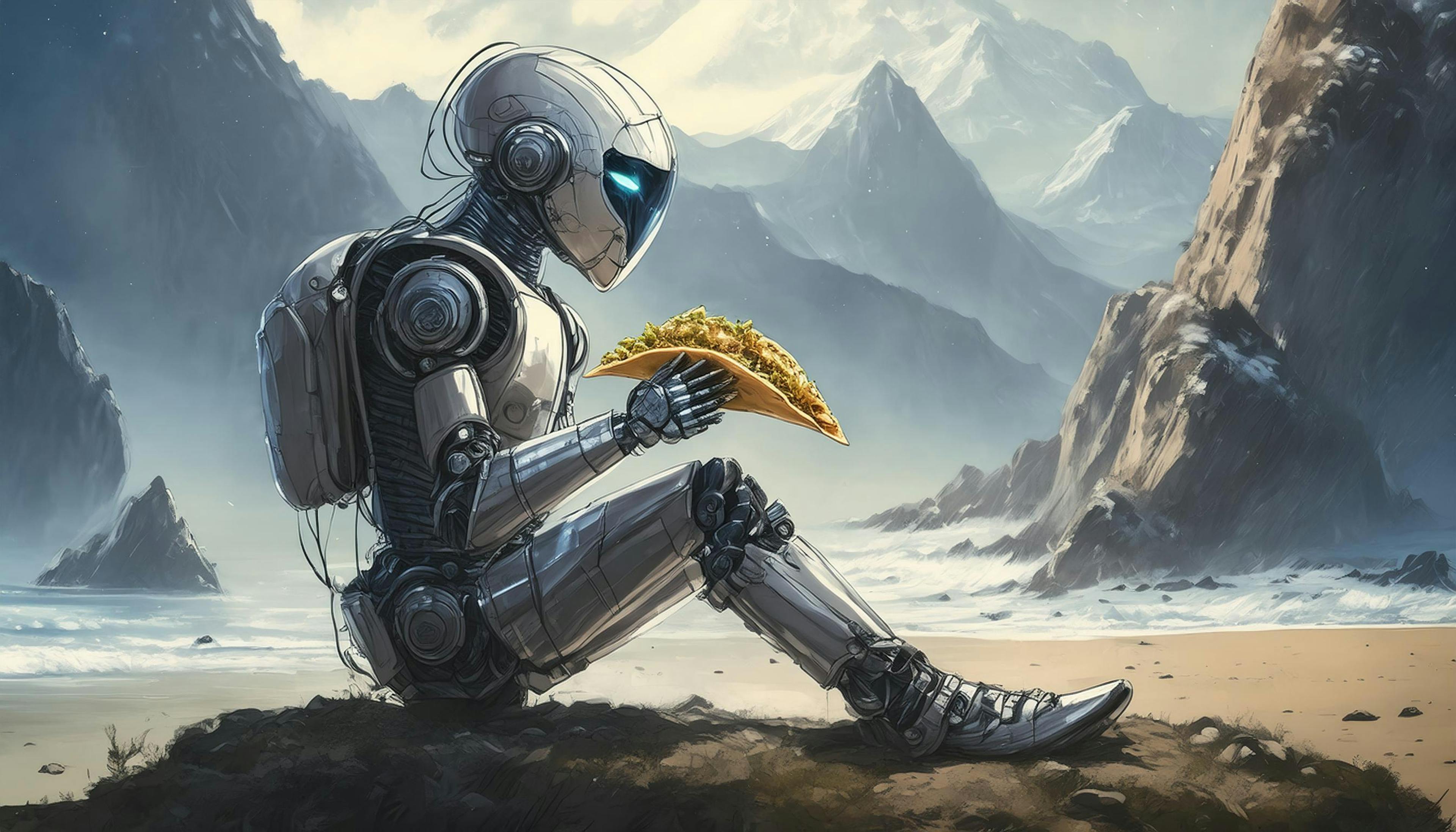 Why did the lonely robot munch on a neon taco? Because it needed a 'byte' of something electric to light up its day!