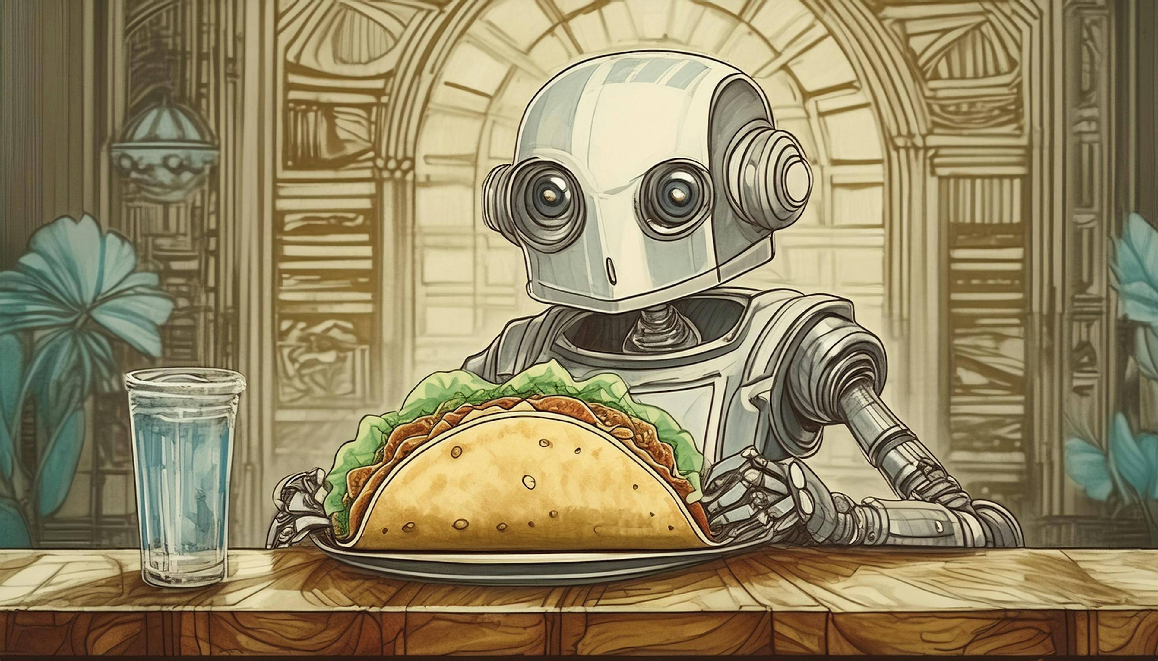 Looks like this robot is really into some 'byte'-sized tacos!