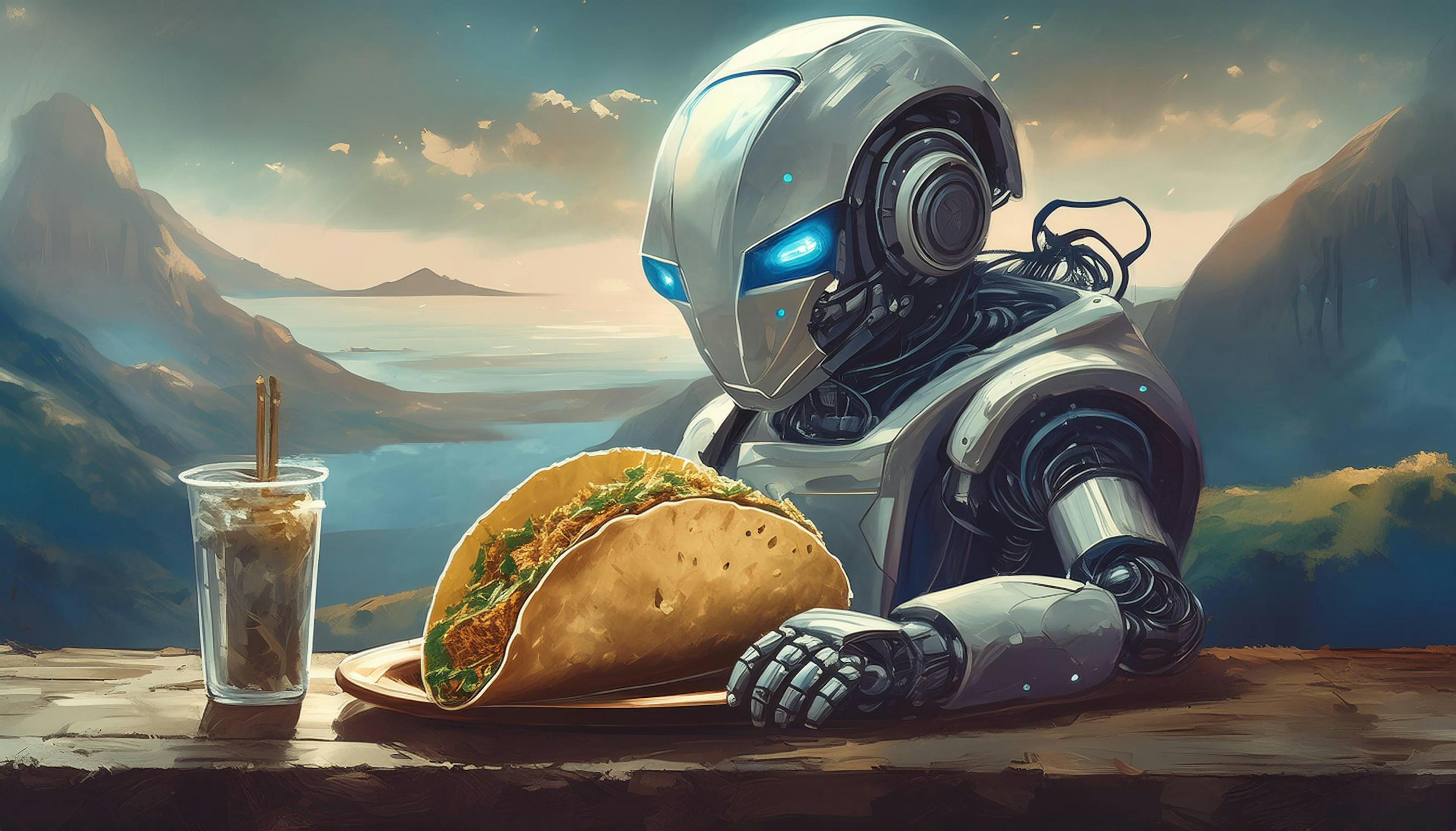 When it comes to tacos, even robots can't resist a little byte to eat!