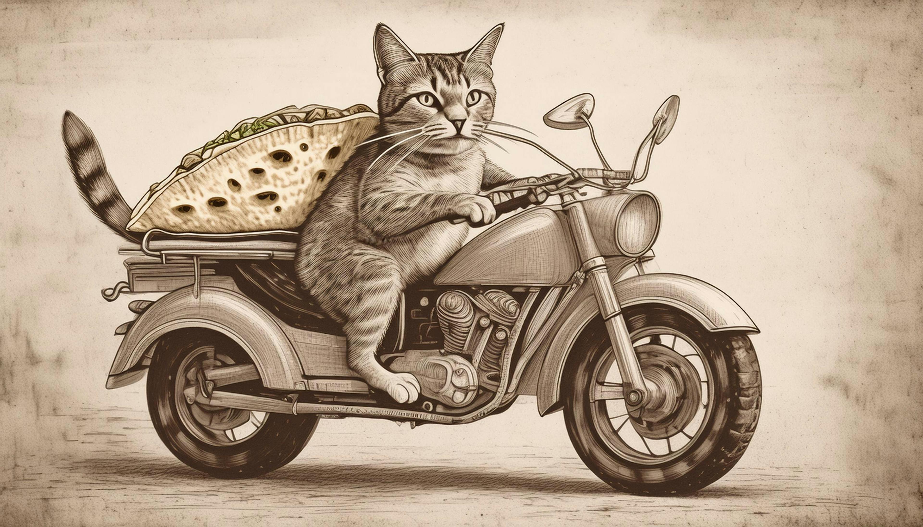 Why did the cat start delivering tacos on a motorcycle? Because he wanted to be the purr-meow-to delivery service!