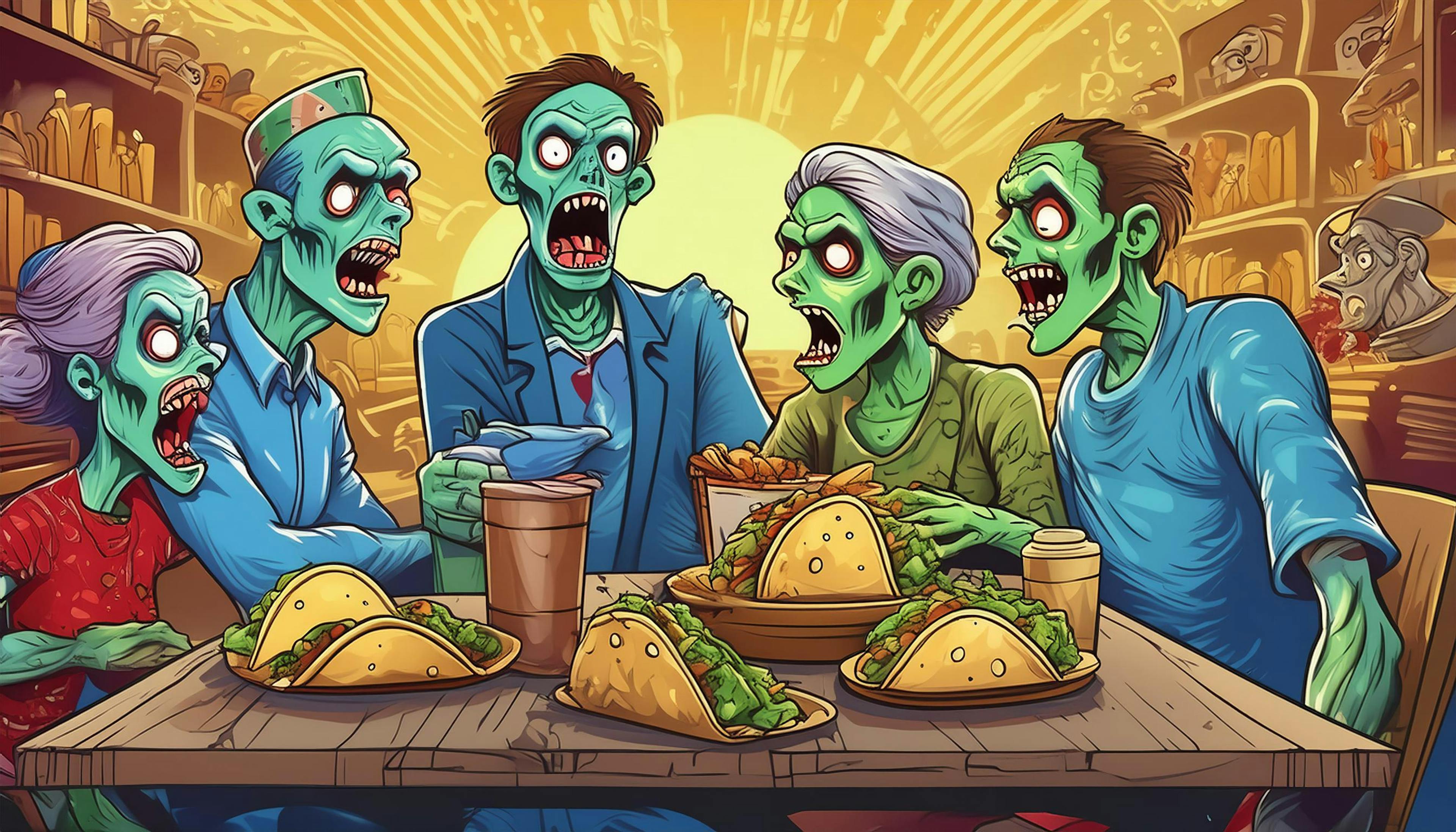 Why did the zombies start eating tacos?  Because they heard they were "brain food," but they got a bit confused and ended up with "grain-free" tacos instead! 