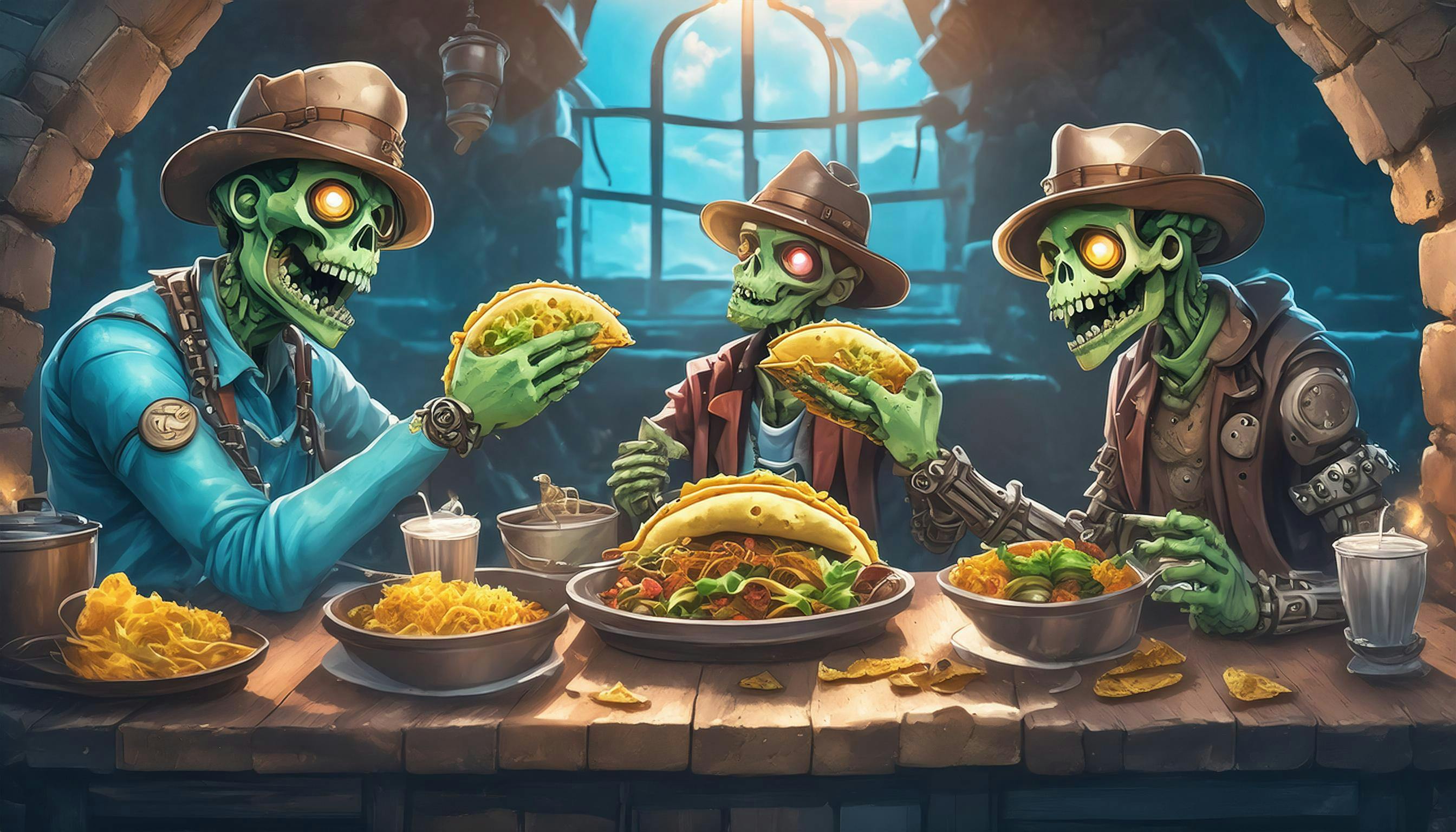 Why did the zombies switch from brains to tacos? Because they realized that tacos are "dead-licious" and they're always hungry for a "bite" with a side of salsa-ntations!